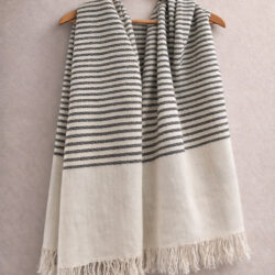 hand woven black and white shawl