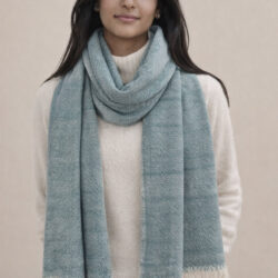 hand woven teal blue stole