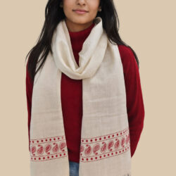 Handwoven fine hemp muffler with aipan design