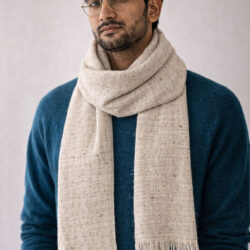 handwoven nettle muffler styled