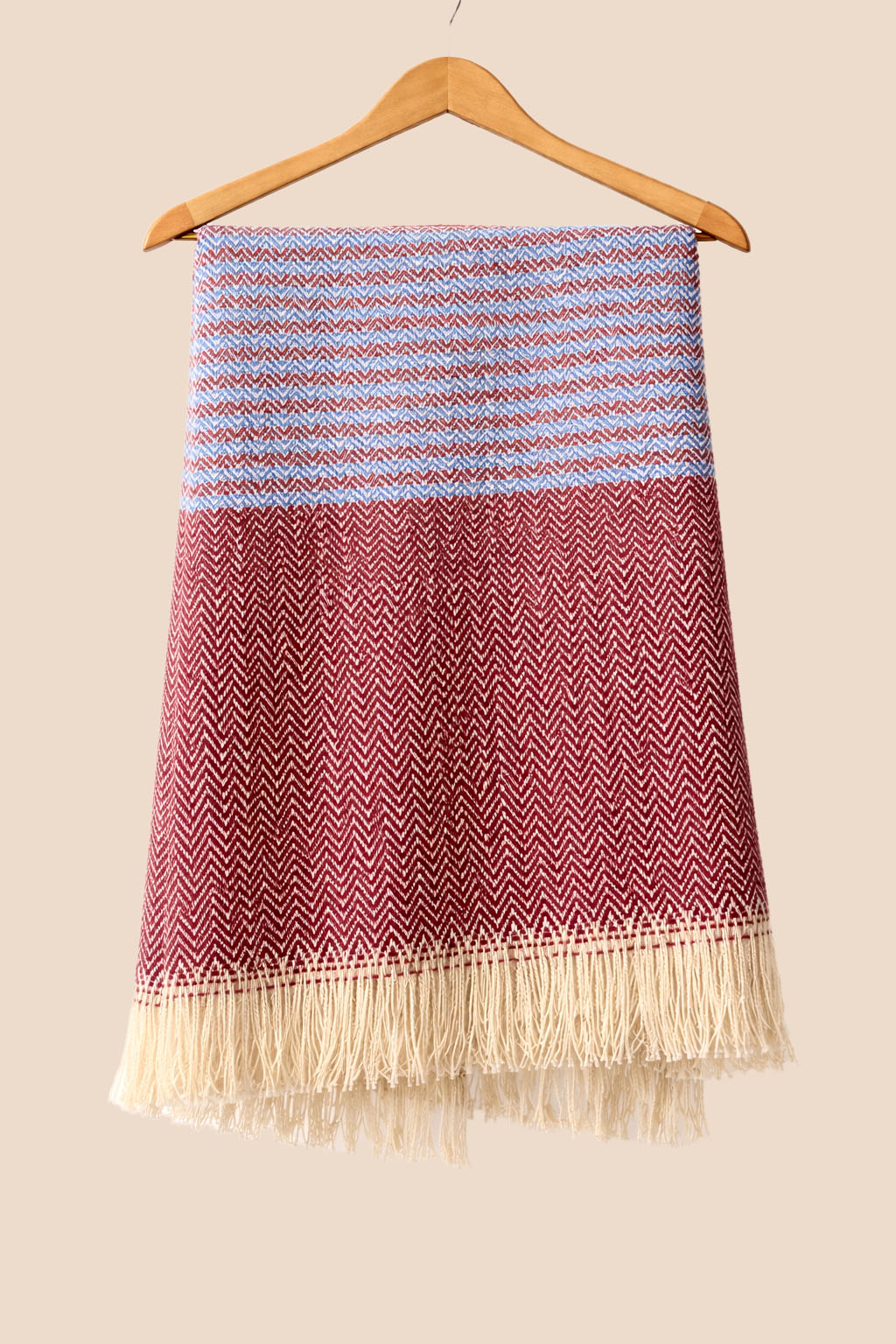 handwoven maroon and blue shawl handwoven maroon and blue shawl