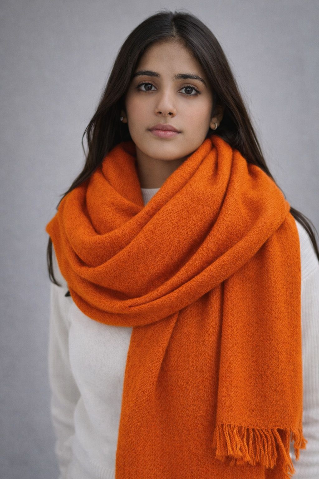 Handwoven bright orange shawl Handwoven bright orange himalayan wool shawl style for winter wear