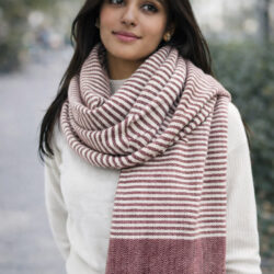 handwoven maroon and white shawl