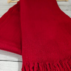 handwoven crimson red himalayan wool shawl hanging