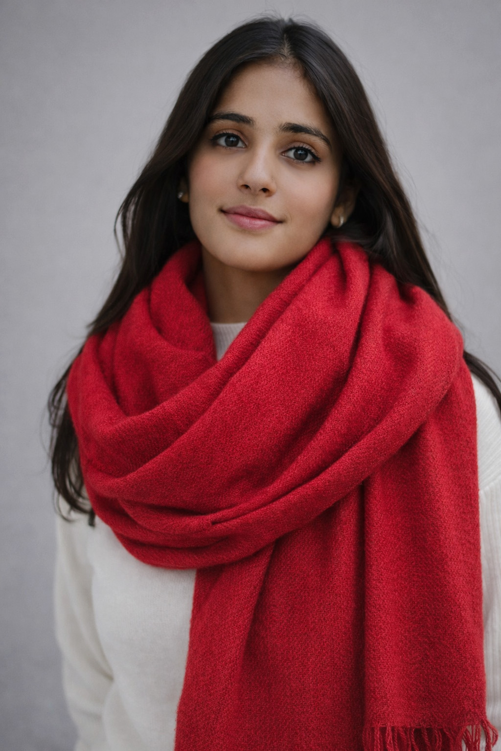 handwoven crimson red himalayan wool shawl handwoven crimson red himalayan wool shawl styled for Winter wear