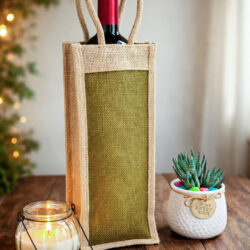 jute bottle bag (olive green)
