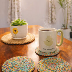 jute coasters multicoloured set of 2