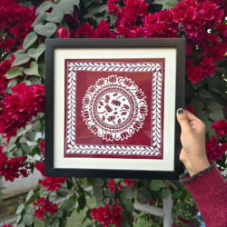 Handpainted aipan Lotus motif for wall decor