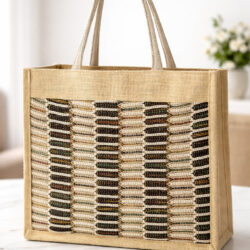 handcrafted jute tote bag with beautiful netting
