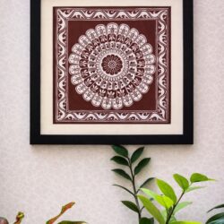 Handmade Aipan painting beautiful featuring intricate floral pattern