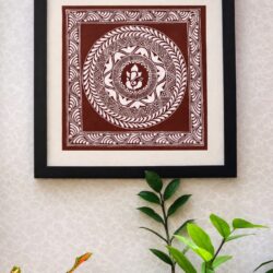 Handmade aipan painting for wall decor featuring Lord Ganesha