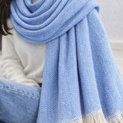handwoven blue white shawl