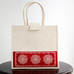 handcrafted jute bag aipan design