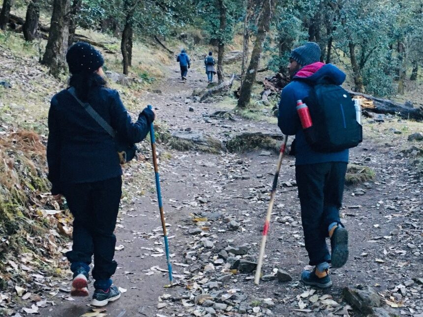 on a mountain trail on a mountain trail